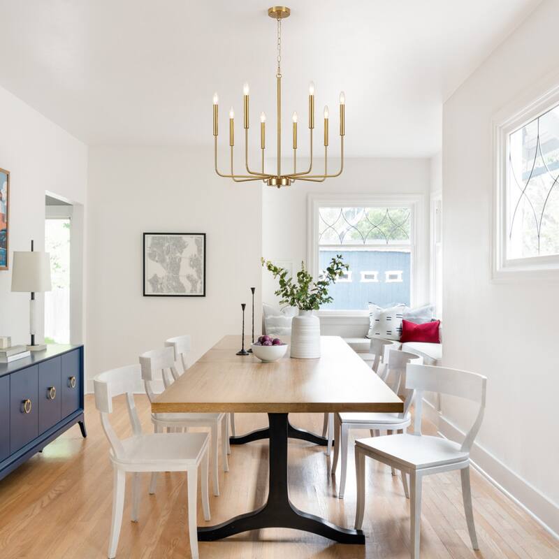8-Light Farmhouse Traditional Candle Chandelier for Dining Room Bedroom Living Room