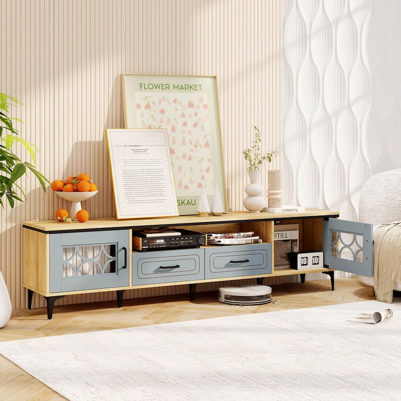 Costway 71" TV Stand for TVs up to 80" with Open Compartment Side