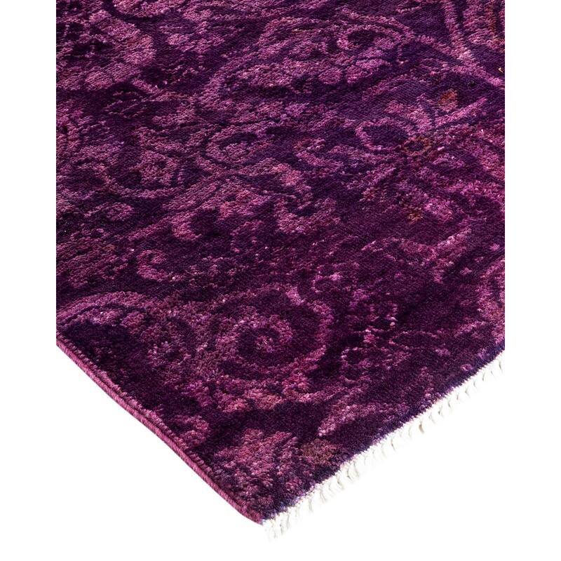 Overton Hand Knotted Wool Vintage Inspired Modern Contemporary Overdyed Purple Area Rug - 6' 0" x 8' 9"