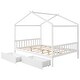 preview thumbnail 17 of 22, Full Platform Bed with Roof, Drawers & Solid Wood Slats - Fun for Kids