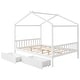 preview thumbnail 17 of 22, Natural Wood Full Size House Bed with Storage Drawers and Headboard for Kids