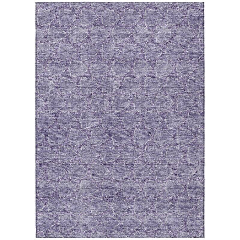 Machine Washable Indoor/ Outdoor Abstract Trellis Chantille Rug