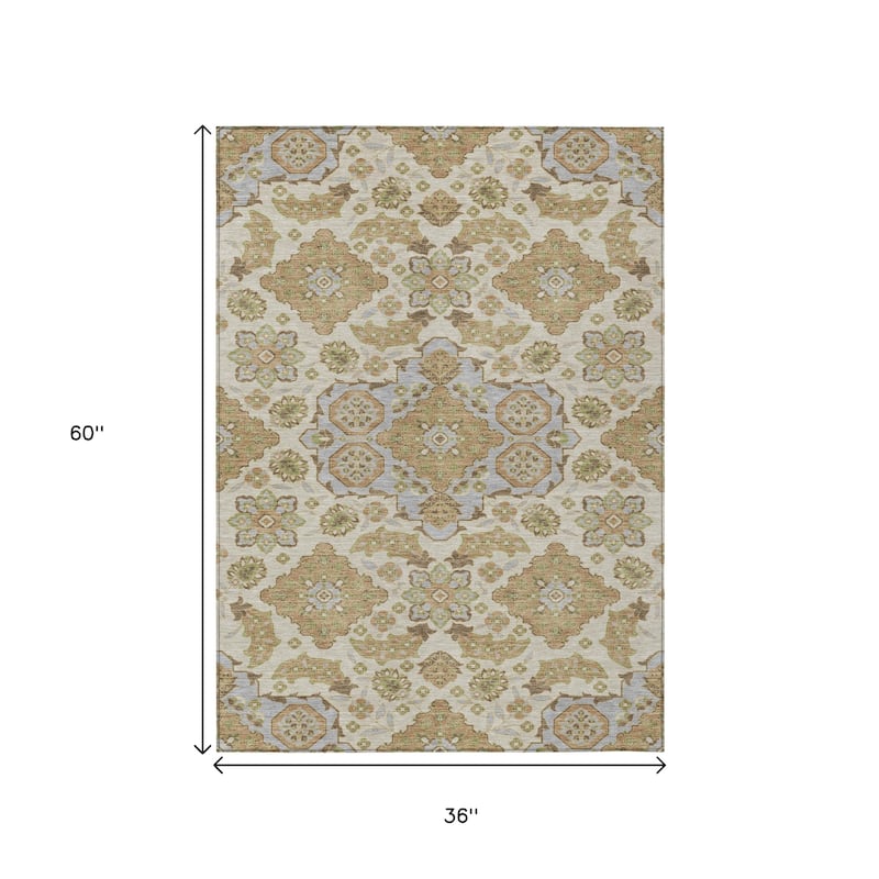 HomeRoots Medallion Traditional Rectangle Outdoor Rug