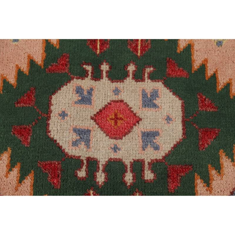 Geometric Kazak Oriental Area Rug Hand-Knotted Wool Carpet - 8'10"x 11'9"