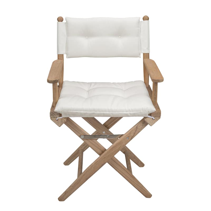 Solid Teak Director's Chair with Cushion Seat Covers - Sanded Finish