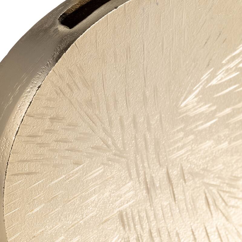 Metal Etched Textured Surface Oval Vase - Gold, 8"