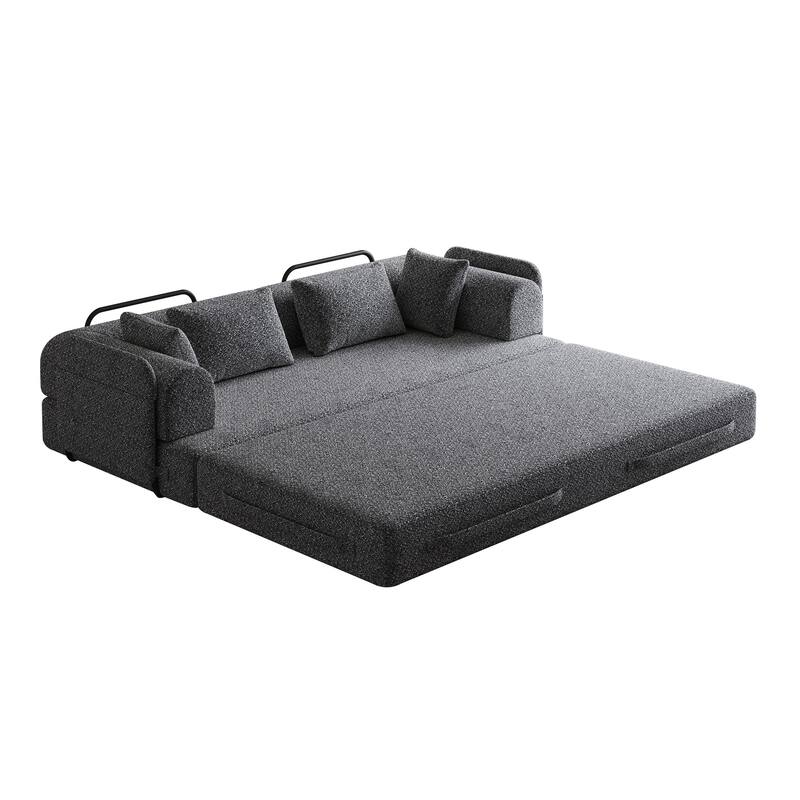 Anmytek Chenille Convertible Sleeper Sofa Bed - With Cylindrical Pillow & Side Pocket