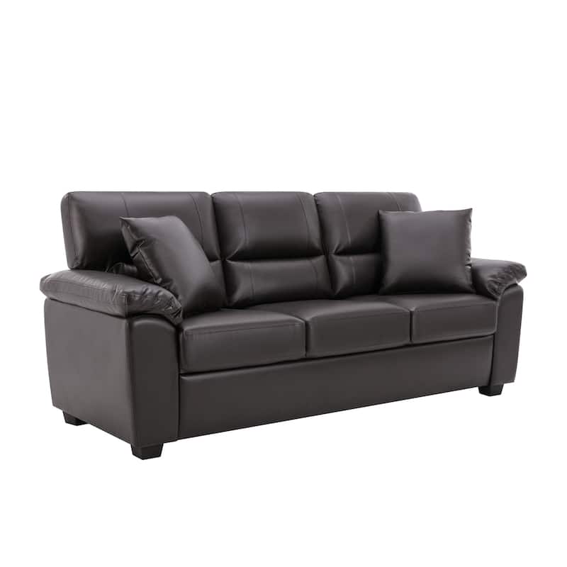Morden Fort Upholstered Sofa for Living Room,Three-Seater Couch Faux Leather