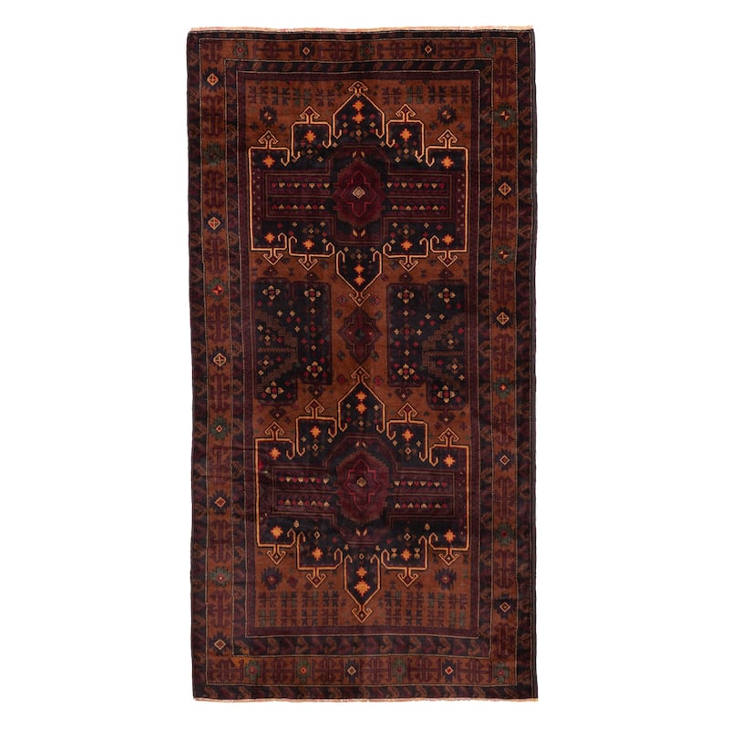 ECARPETGALLERY Hand-knotted Teimani Brown, Burnt Orange Wool Rug - 3'11 x 7'8
