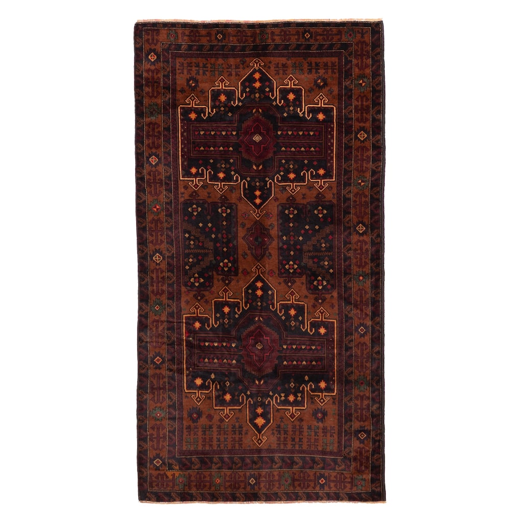 ECARPETGALLERY Hand-knotted Teimani Brown, Burnt Orange Wool Rug - 3'11 x 7'8