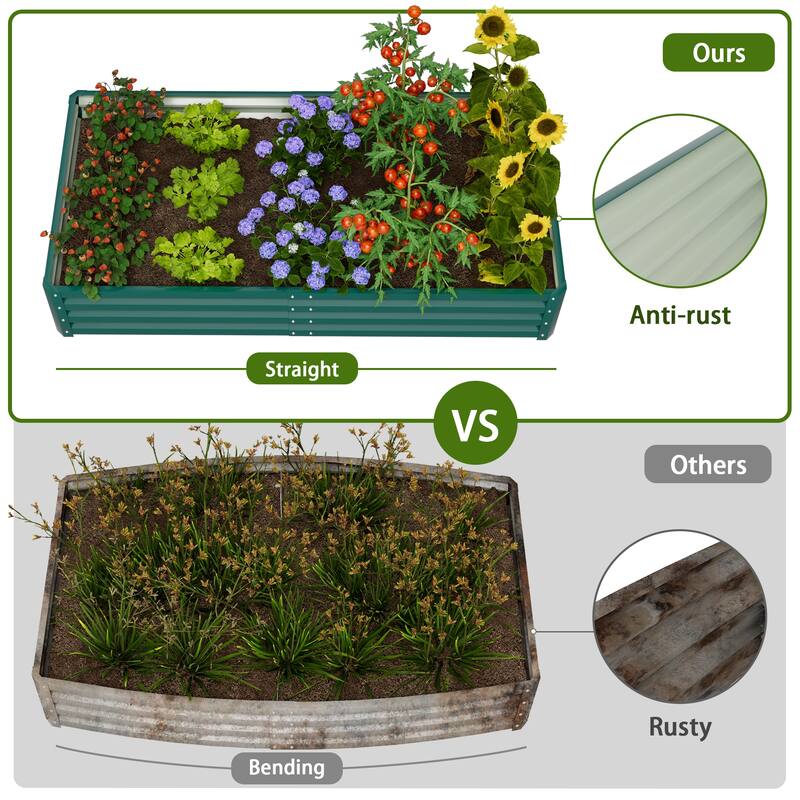 Homall Galvanized Raised Metal Planter Box Garden Bed Planter