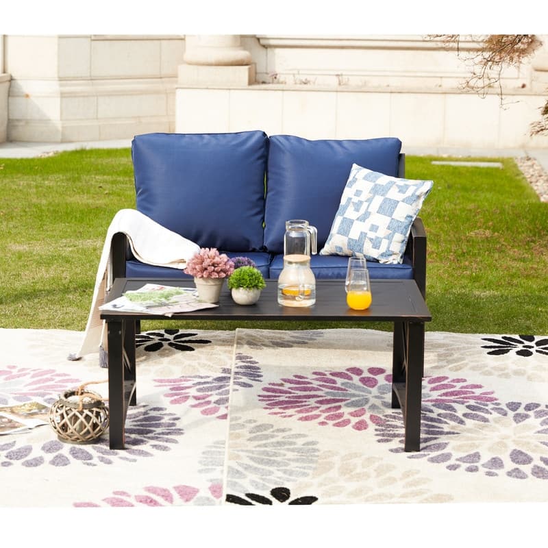 PATIO FESTIVAL 2-Piece Outdoor Loveseat & Coffee Table Set - Blue
