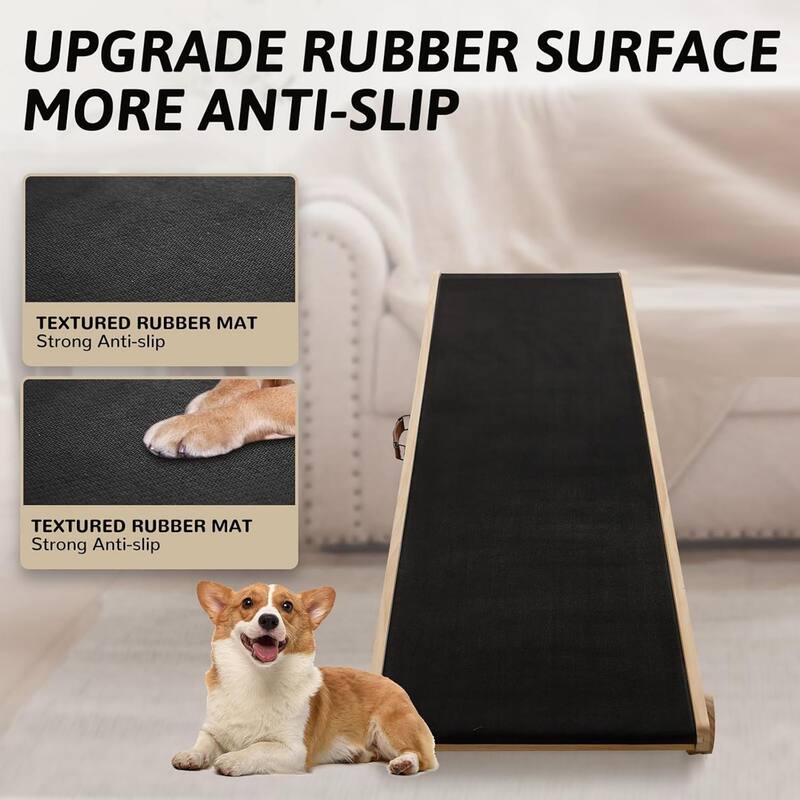 DoCred Folding Non-Slip Rubber Mat Wooden Dog Ramp For High Bed