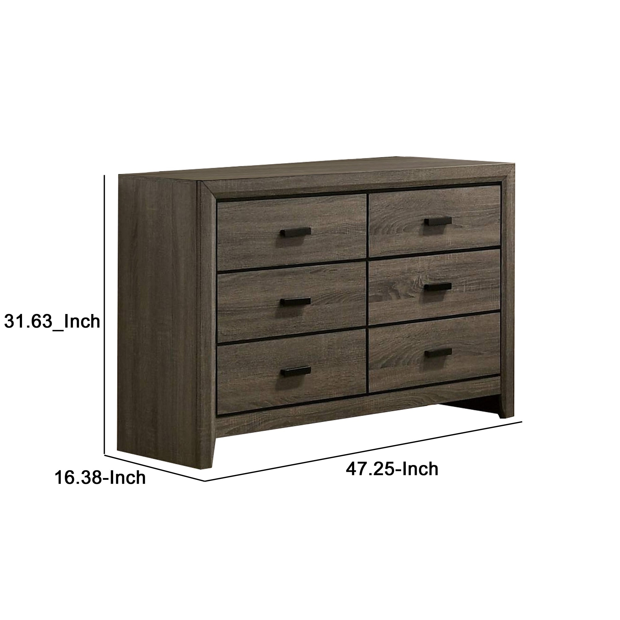grey dresser black handles 51" Wide 7 Drawer Wood Dresser, Metal Handles, Bedroom Closet Storage, Black