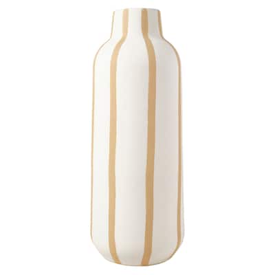 Elements Sand Stripe Stoneware Vase, 13 Inch