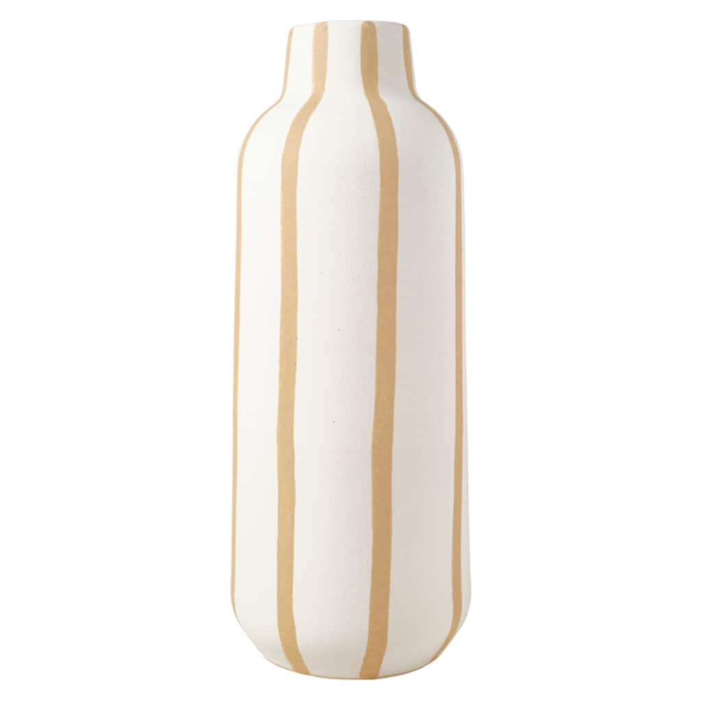 Elements Sand Stripe Stoneware Vase, 13 Inch
