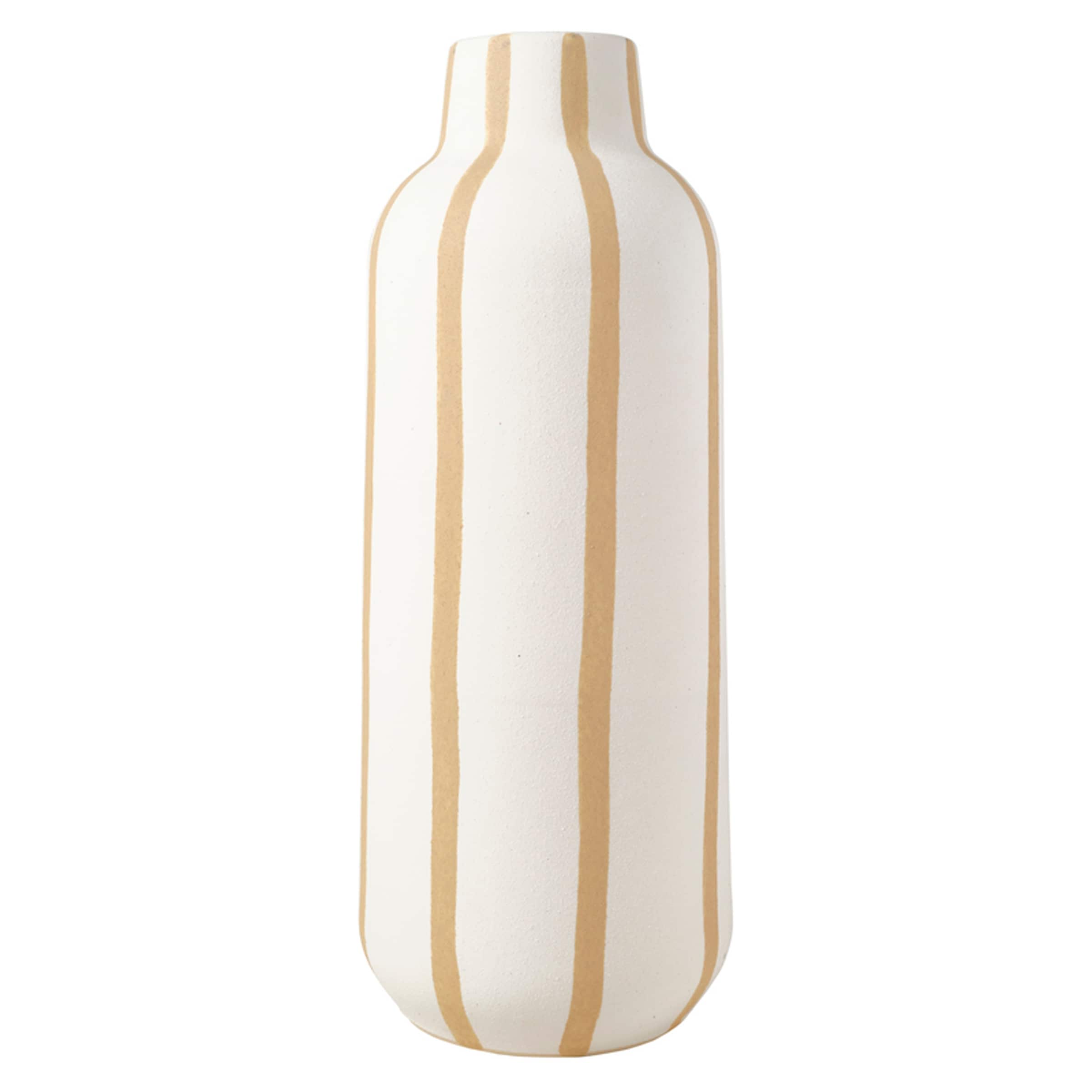 Elements Sand Stripe Stoneware Vase, 13 Inch