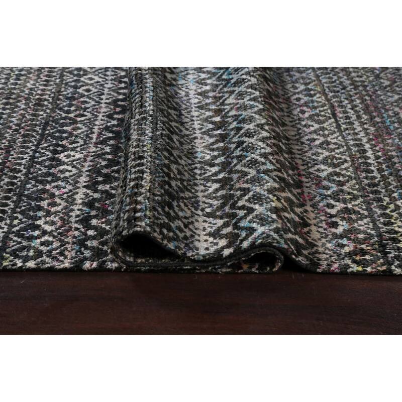Chevron Abstract Jute/ Wool Oriental Living Room Area Rug Hand-knotted - 8'7" x 11'4"