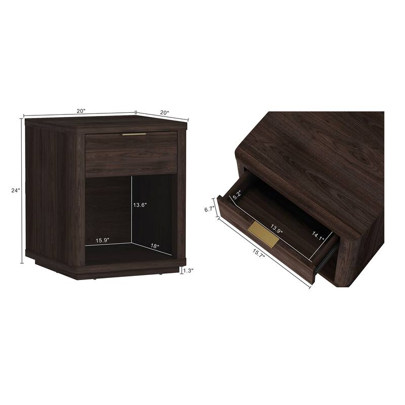 Manhattan Comfort Evelyn 1 Drawer Modern Nightstand