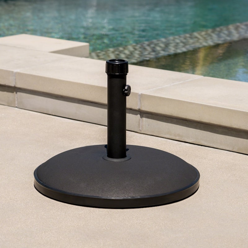 55 lbs Round Concrete and Steel Umbrella Holder for Outdoor Patios