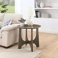 Round End Table Wooden Side Table Nightstand Brushed Finish Coffee ...