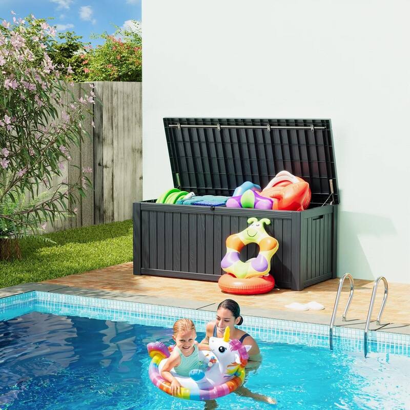 Momei 180 Gallons Large Resin Water Resistant Patio Storage Box
