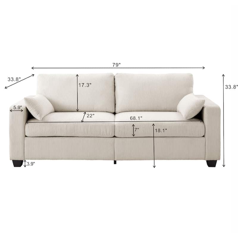 Modern Loveseat Sofa for Living Room, Removable Cover, Spring Cushions, Solid Wood Frame, Wide Armrest for Small Space