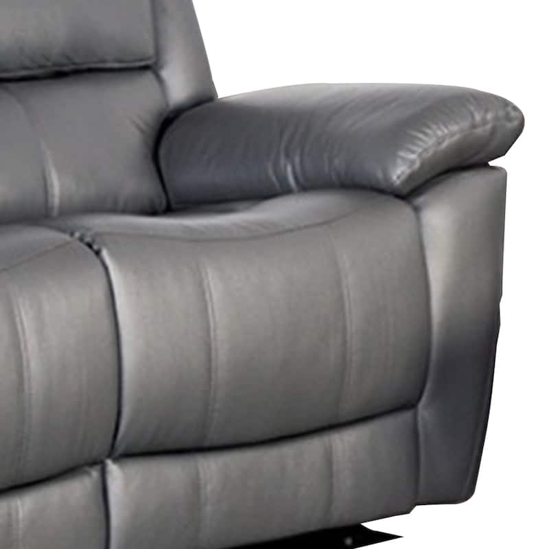 Larus Manual Loveseat, Dark Gray Leather Match, Pillow Top Arms, 60 Inch