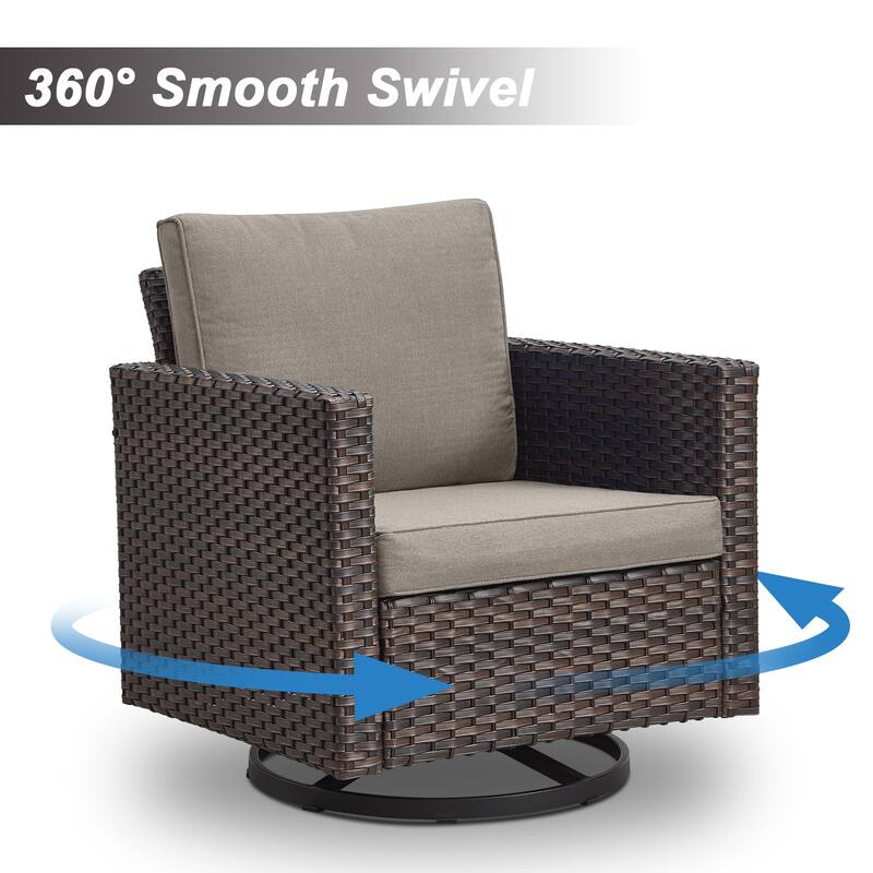 Gymojoy Wicker Swivel Glider Chair with 4 inch Olefin Cushions