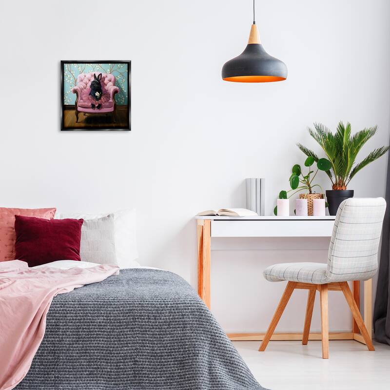 Stupell Girlie Rabbit in Tutu Framed Floater Canvas Wall Art Design By Lucia Heffernan