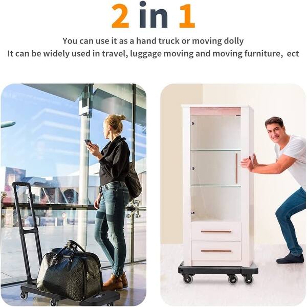 SPACEKEEPER - - SPACEKEEPER Foldable Hand Truck Dolly, 265 LB Folding Luggage Cart With Wheels, Portable Flatbed Cart Collapsible Hand Truck For Luggage, Travel, Moving, Shopping, Office Use, Black