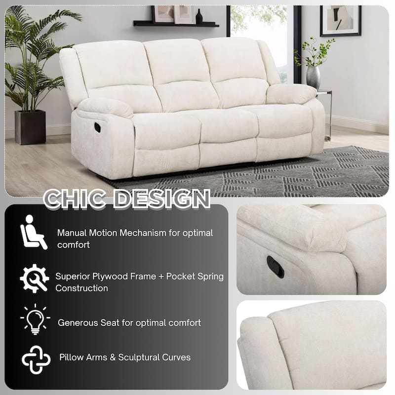 Roundhill Furniture Blitz Transitional 2-Piece Living Room Reclining Set, Sofa and Loveseat