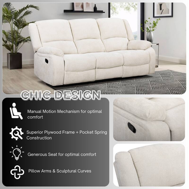 Roundhill Furniture Blitz Transitional Manual Reclining Sofa
