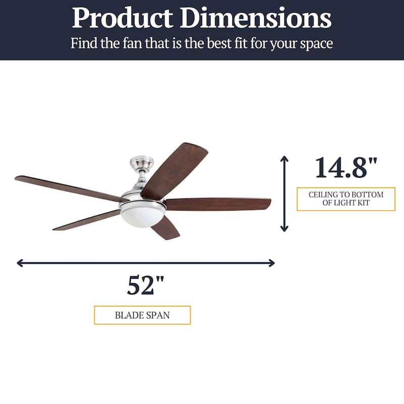 Copper Grove Mills 52-inch Modern Chrome Ceiling Fan with Remote