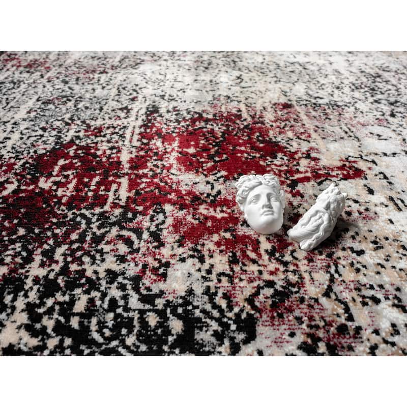 Kimberly Collection Black/Red Abstract Area Rug