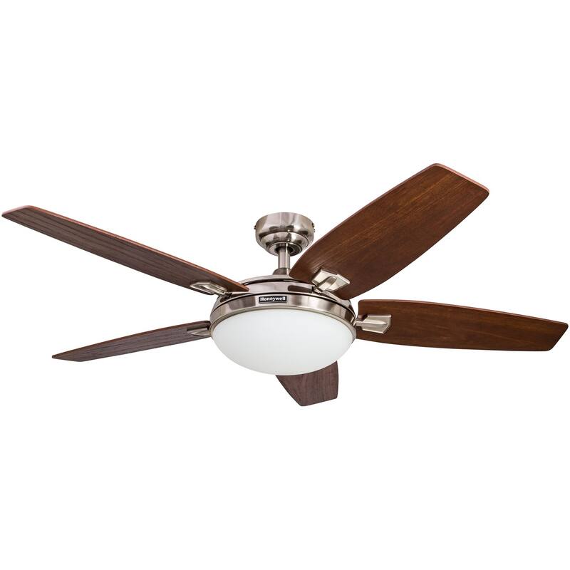 48" Honeywell Carmel Brushed Nickel Ceiling Fan with Integrated Light and Remote