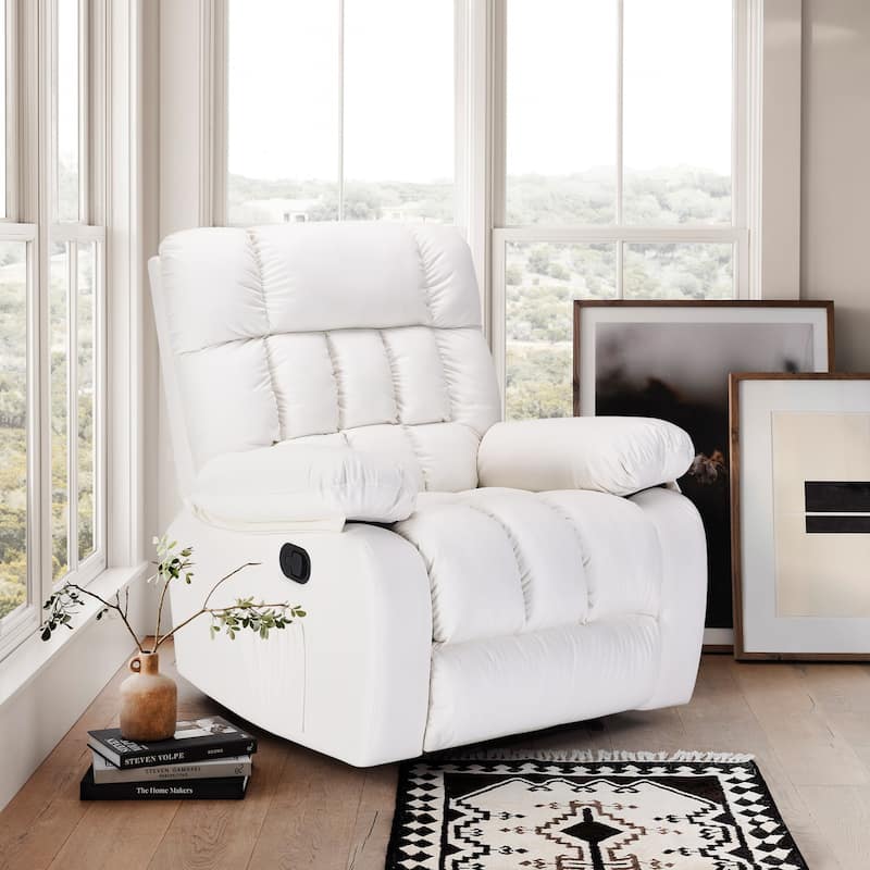 Upholstered Rocker Recliner Chair with Side Pocket, Ergonomic 110°-160°Adjustable Reclining Chairs, Sofa Chair with Footrest