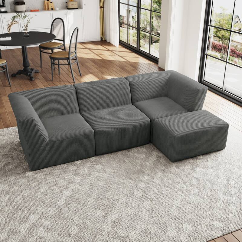 Modern Corduroy Fabric Loveseats Sofa Sectional Sofa