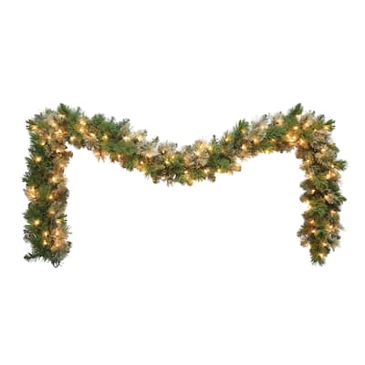 Puleo International 9' x 10" Pre-Lit Oklahoma Pine Artificial Garland