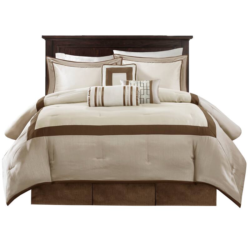 7 Piece Comforter Set Taupe/Brown King