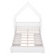 preview thumbnail 18 of 24, Wood Queen Size House Platform Bed with Guardrail and 2 Drawers