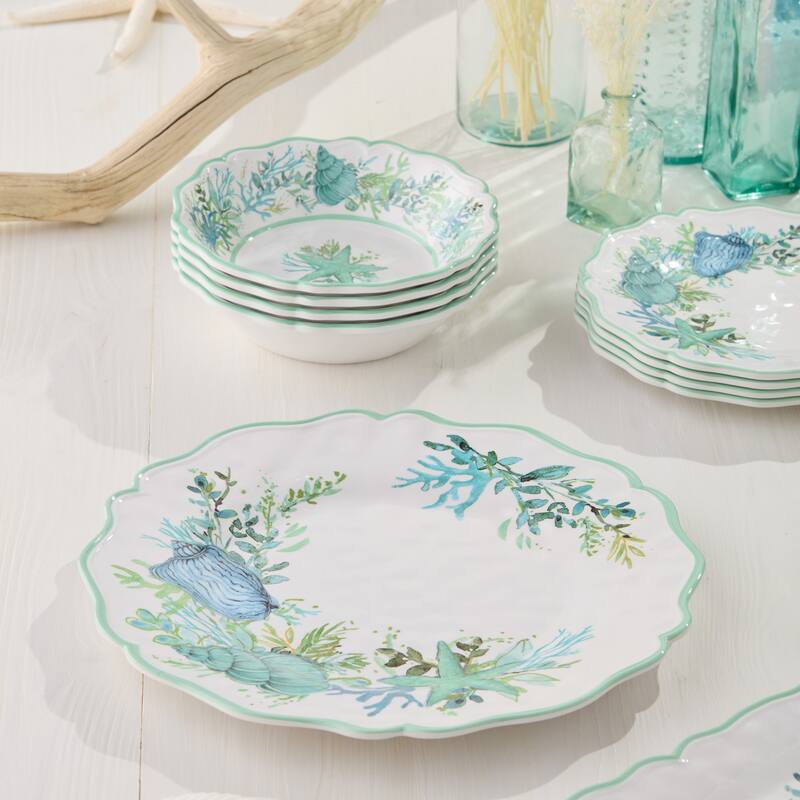 Certified International Sea Glass Melamine 2 Piece Platter Set - 18.00"L x 13.50."H x 0.75"H