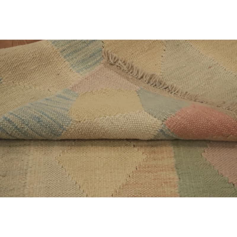 Hand Woven Oriental 100% Wool Carpet Southwestern Modern Multi-Colored Kilim Runner Rug - 7' 11'' X 1' 11''