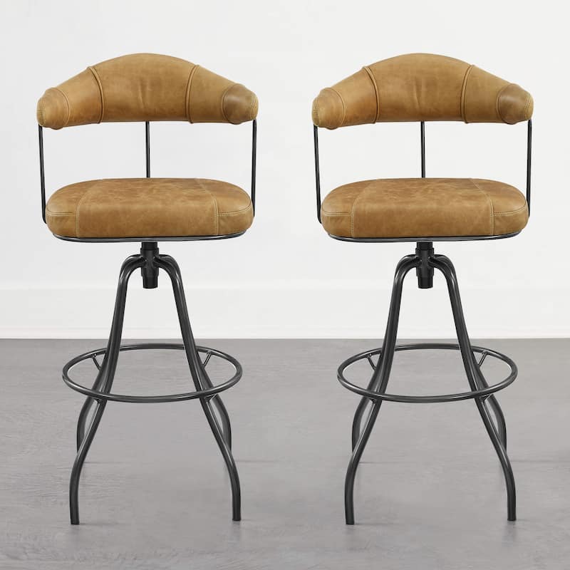 Art Leon Industrial Retro Leather Swivel Barstool