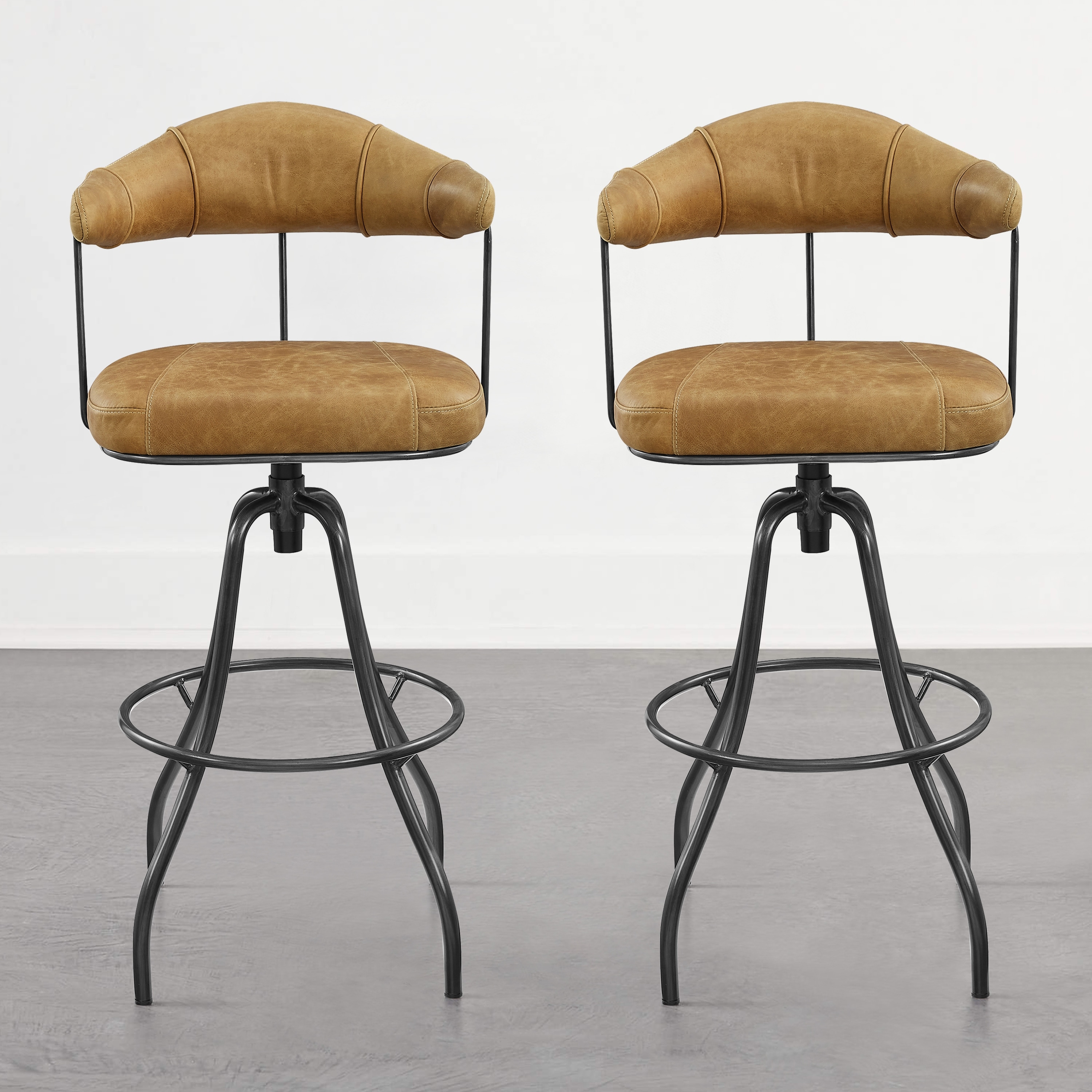Art Leon Industrial Retro Leather Swivel Barstool