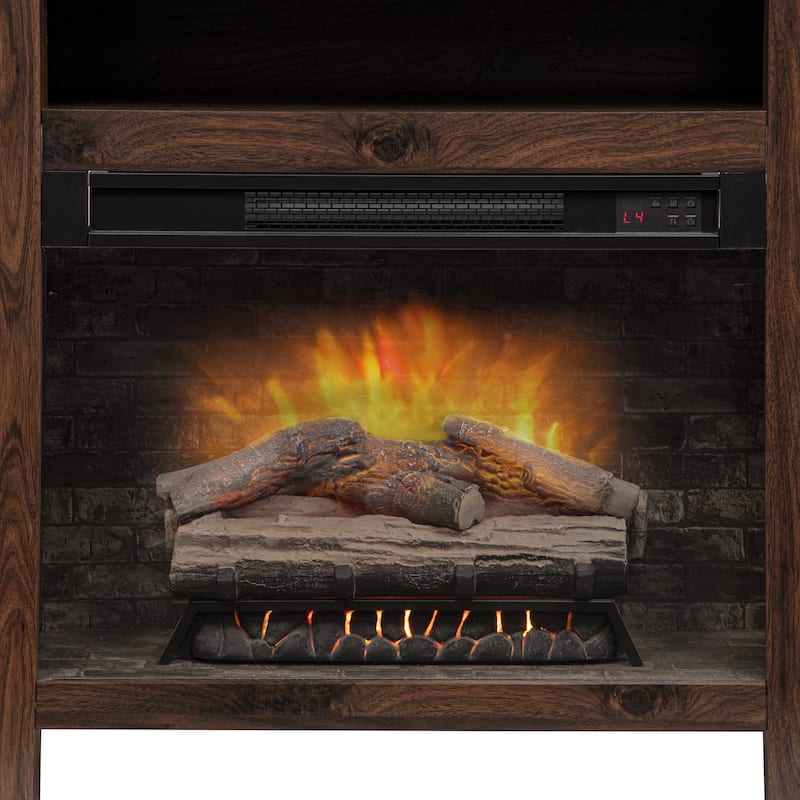 Darcel Walnut Console with Electric Fireplace