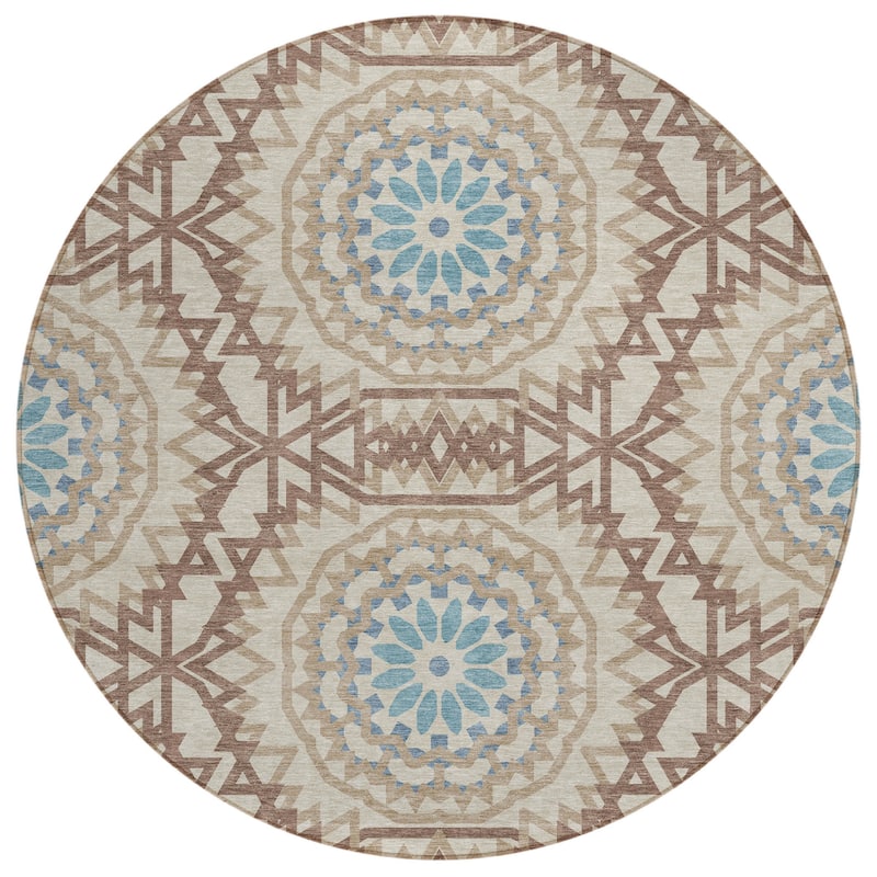 HomeRoots Floral Medallion Transitional Rectangle Outdoor Rug