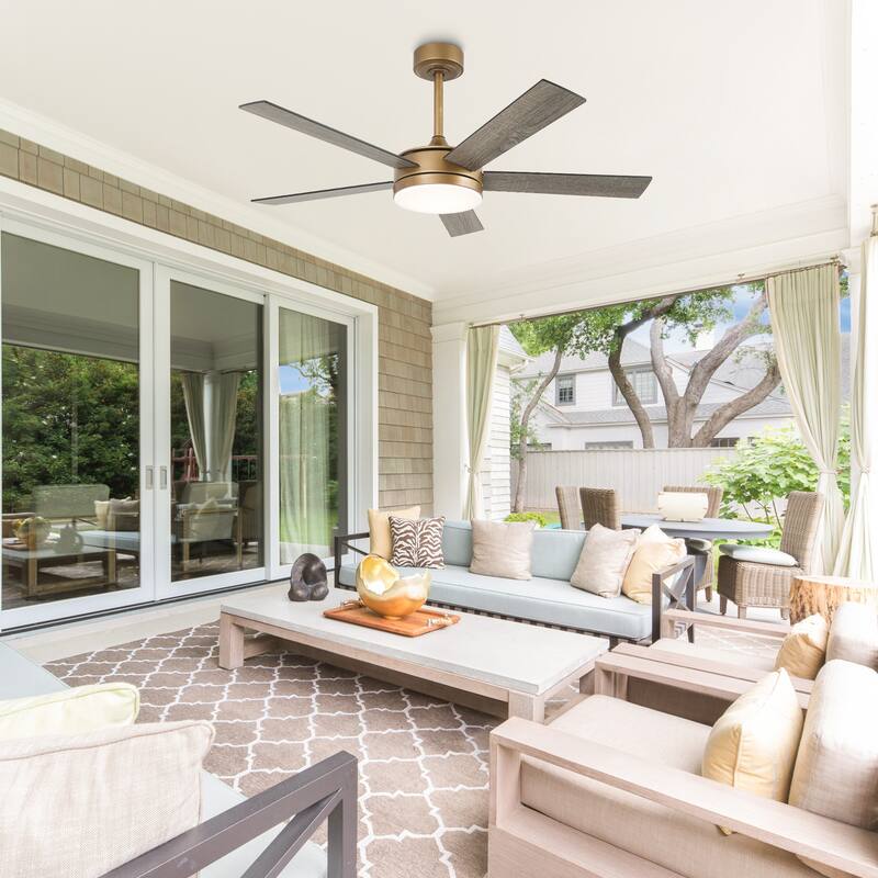 Vaczon 48" Gold Reversible Dimmable LED Smart Ceiling Fan with Light, App Comtrol and Remote