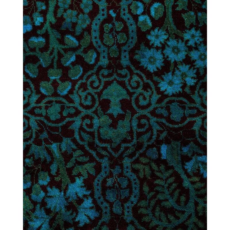 Overton Hand Knotted Wool Vintage Inspired Modern Contemporary Overdyed Blue Runner Rug - 2' 6" x 12' 0"