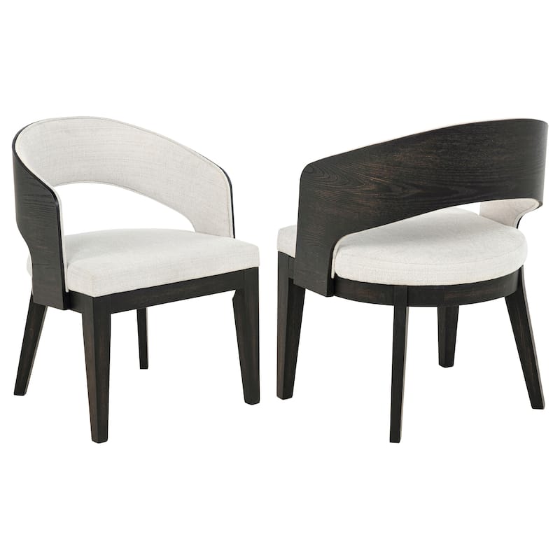 Leandro Upholstered Dining Arm Chair Cream (Set of 2) - 23.5" x 23.5" x 32" - Burnished Black/Cream
